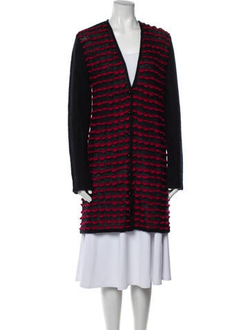 Emporio Armani Knitwear Striped Plunge Neckline Sweater Us6, It42 | M