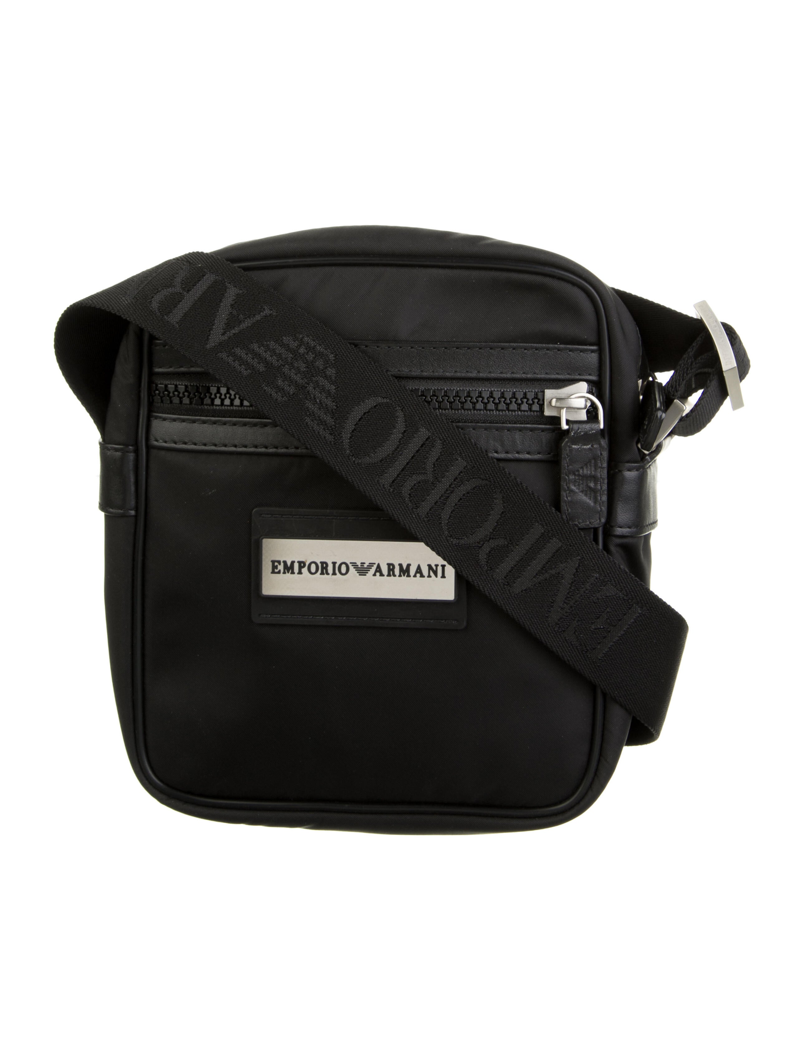Emporio Armani Leather Trim Nylon Pocket Messenger Black Messenger
