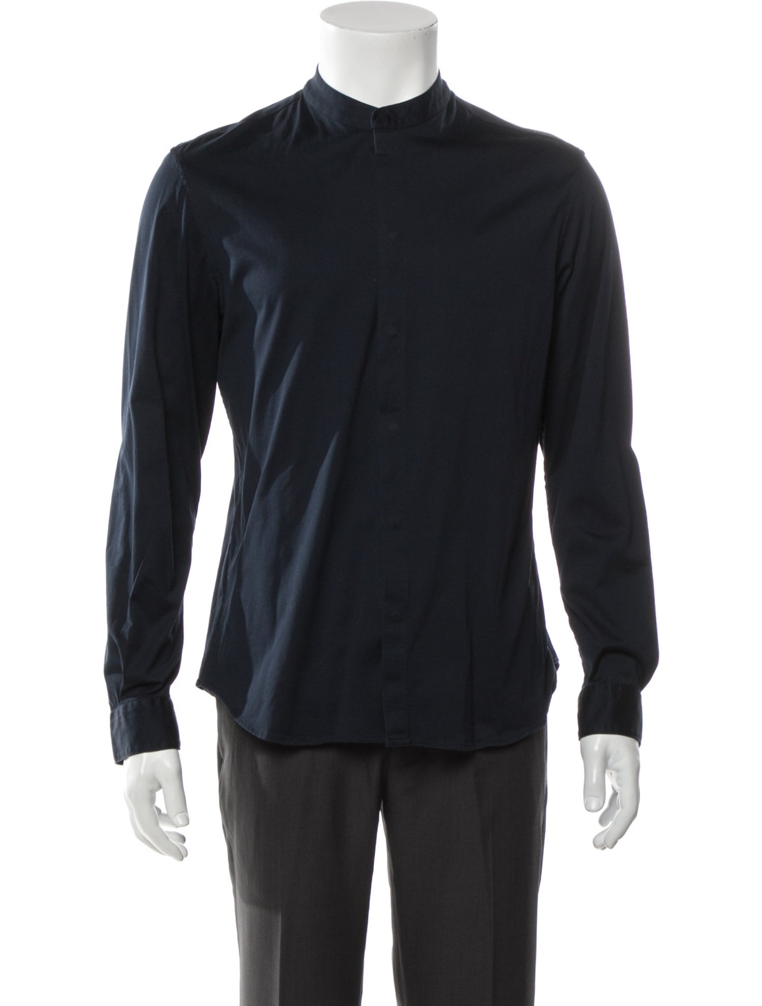 Emporio Armani Long Sleeve Dress Shirt Blue Dress Shirts, Clothing EMP47320 The RealReal