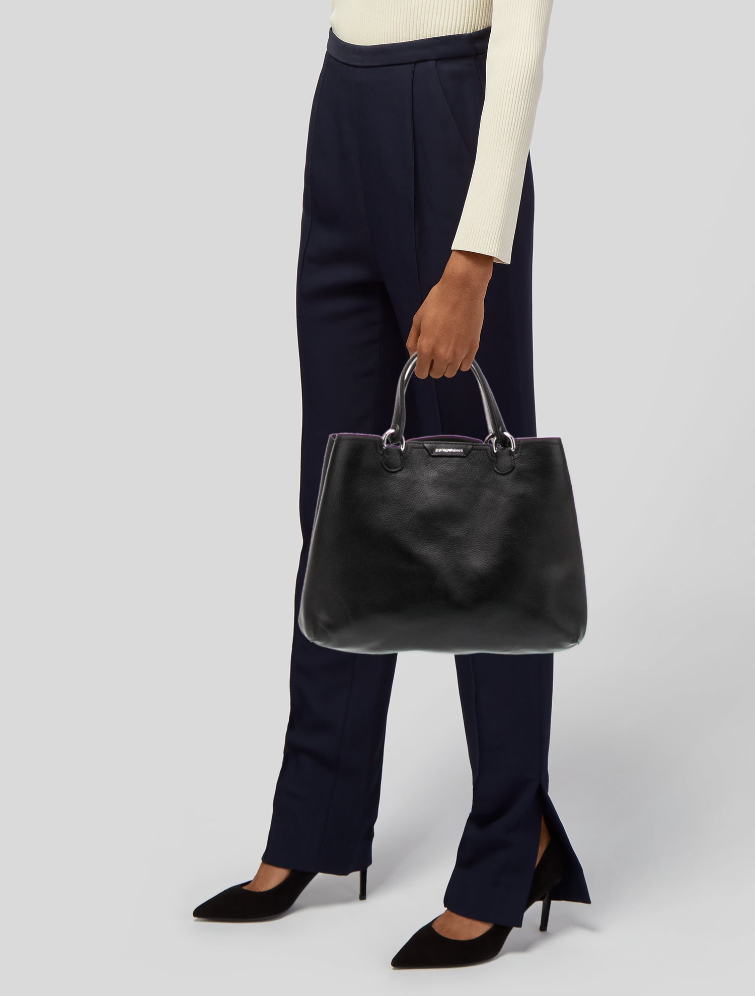 Emporio Armani Leather Shoulder Bag - Black Shoulder Bags