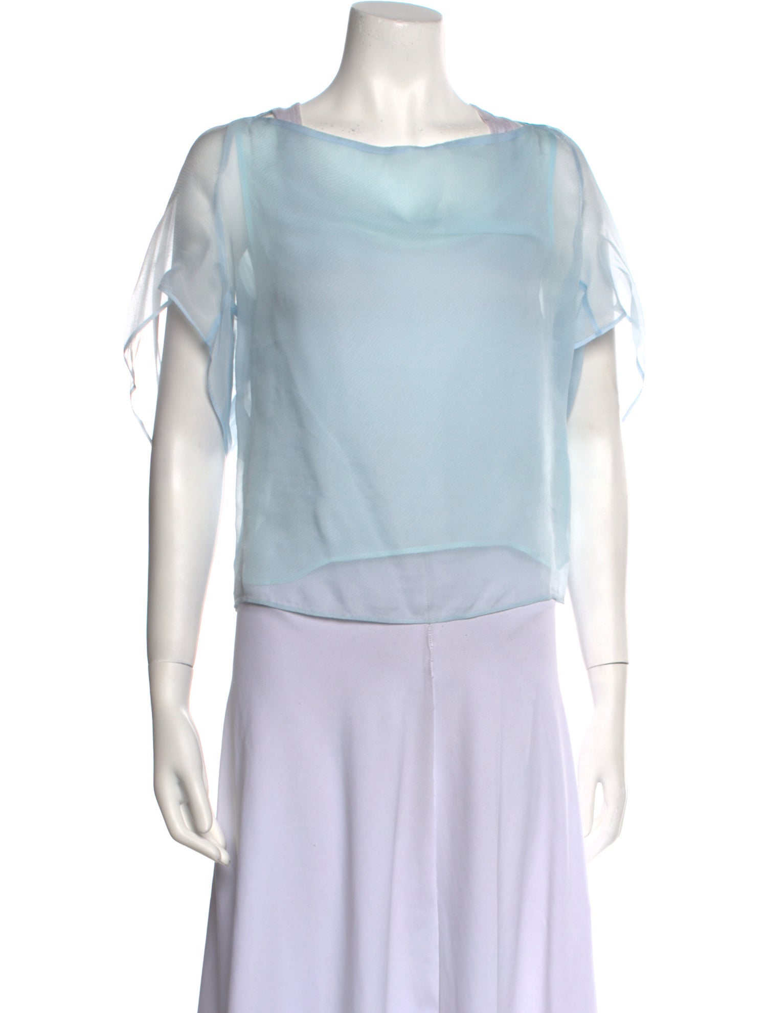 Emporio Armani Silk Bateau Neckline Crop Top w/ Tags