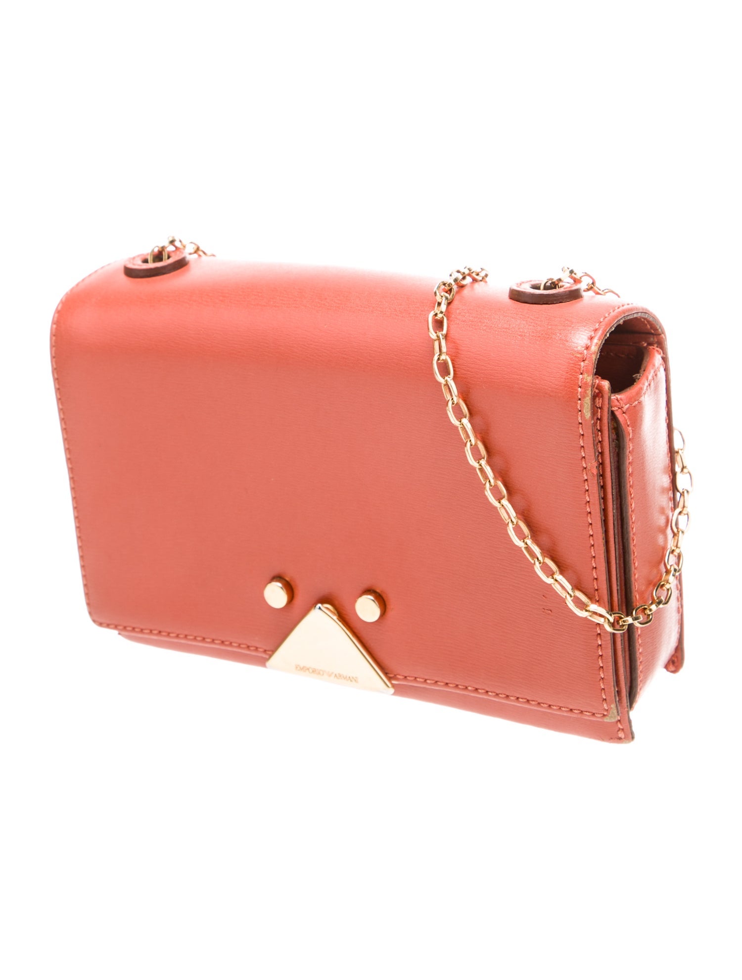 Emporio Armani Leather Shoulder Bag - Orange Shoulder Bags