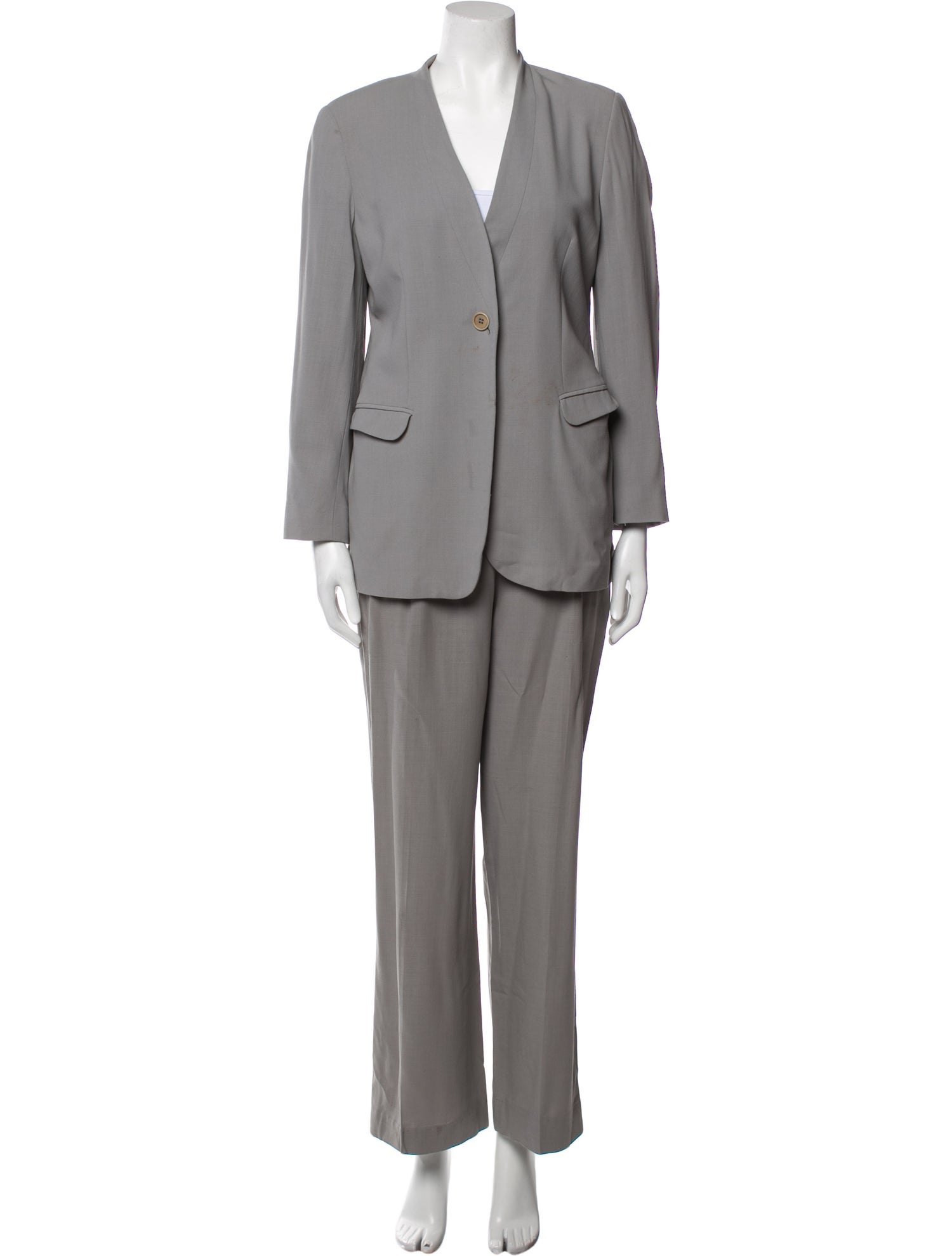 Emporio Armani Virgin Wool Pleated Accents Pantsuit