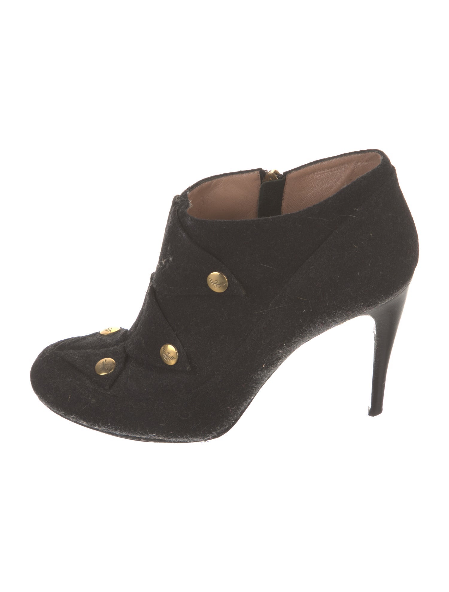 Emporio Armani Wool Studded Accents Lace-Up Boots