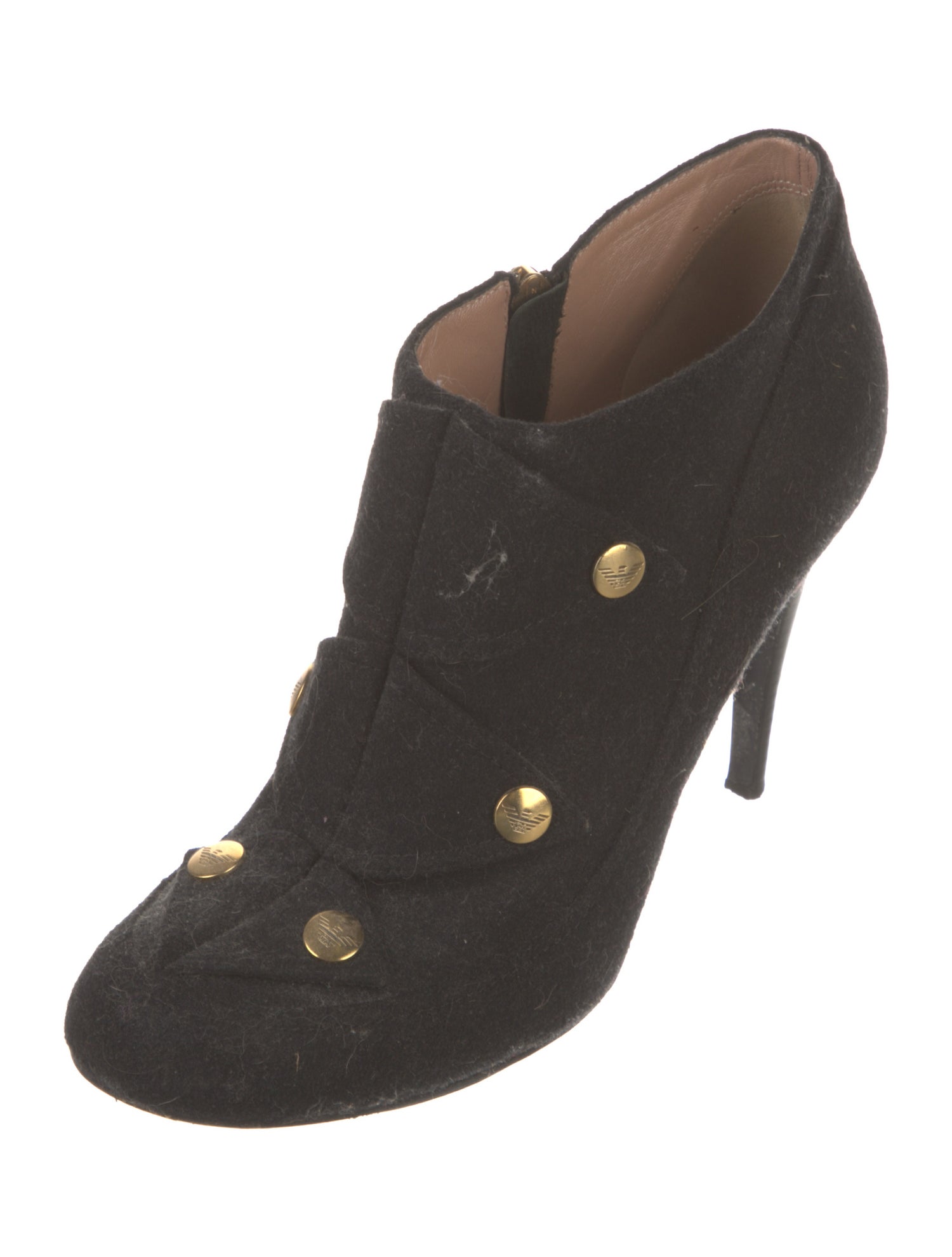 Emporio Armani Wool Studded Accents Lace-Up Boots