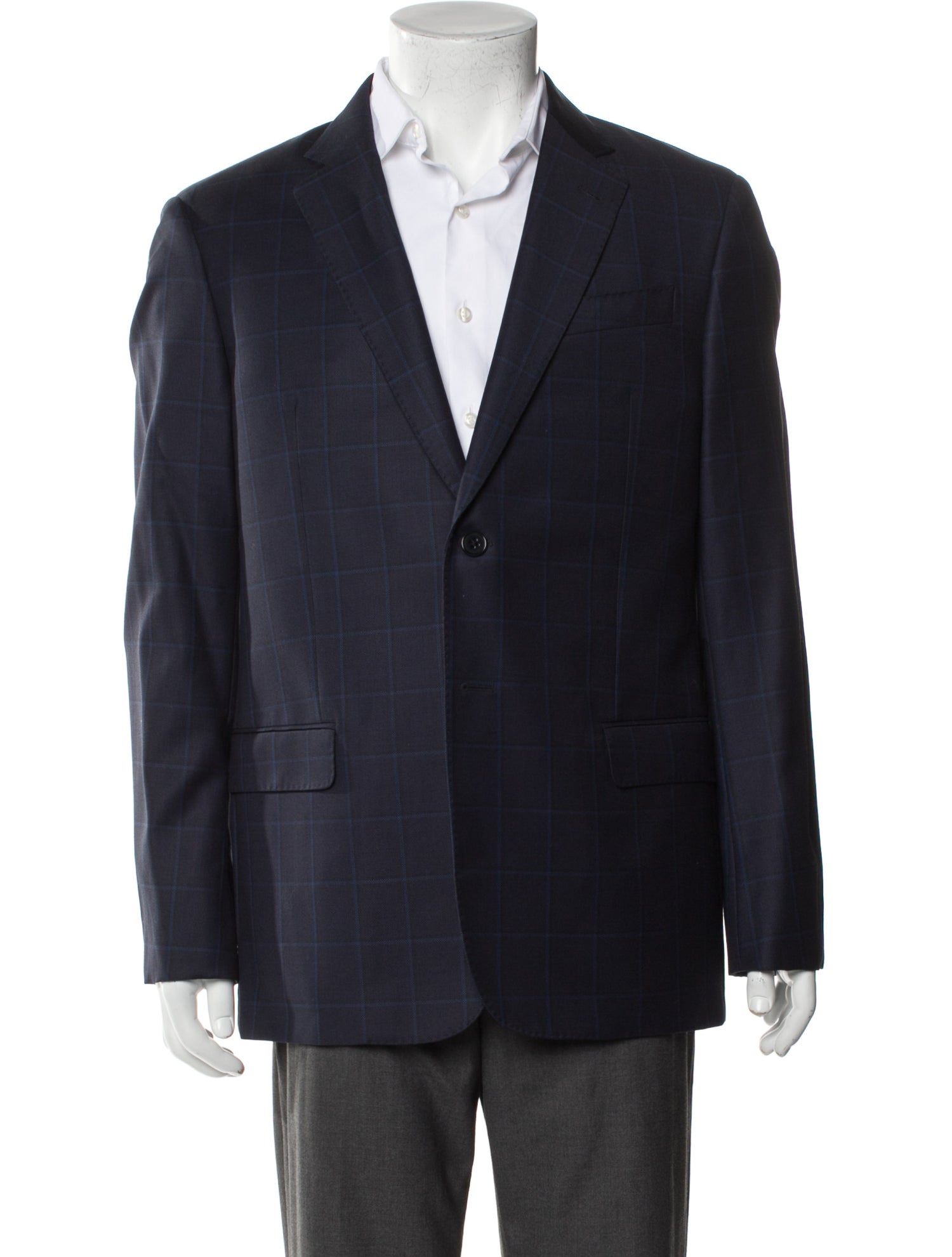 Emporio Armani Virgin Wool Plaid Print Blazer