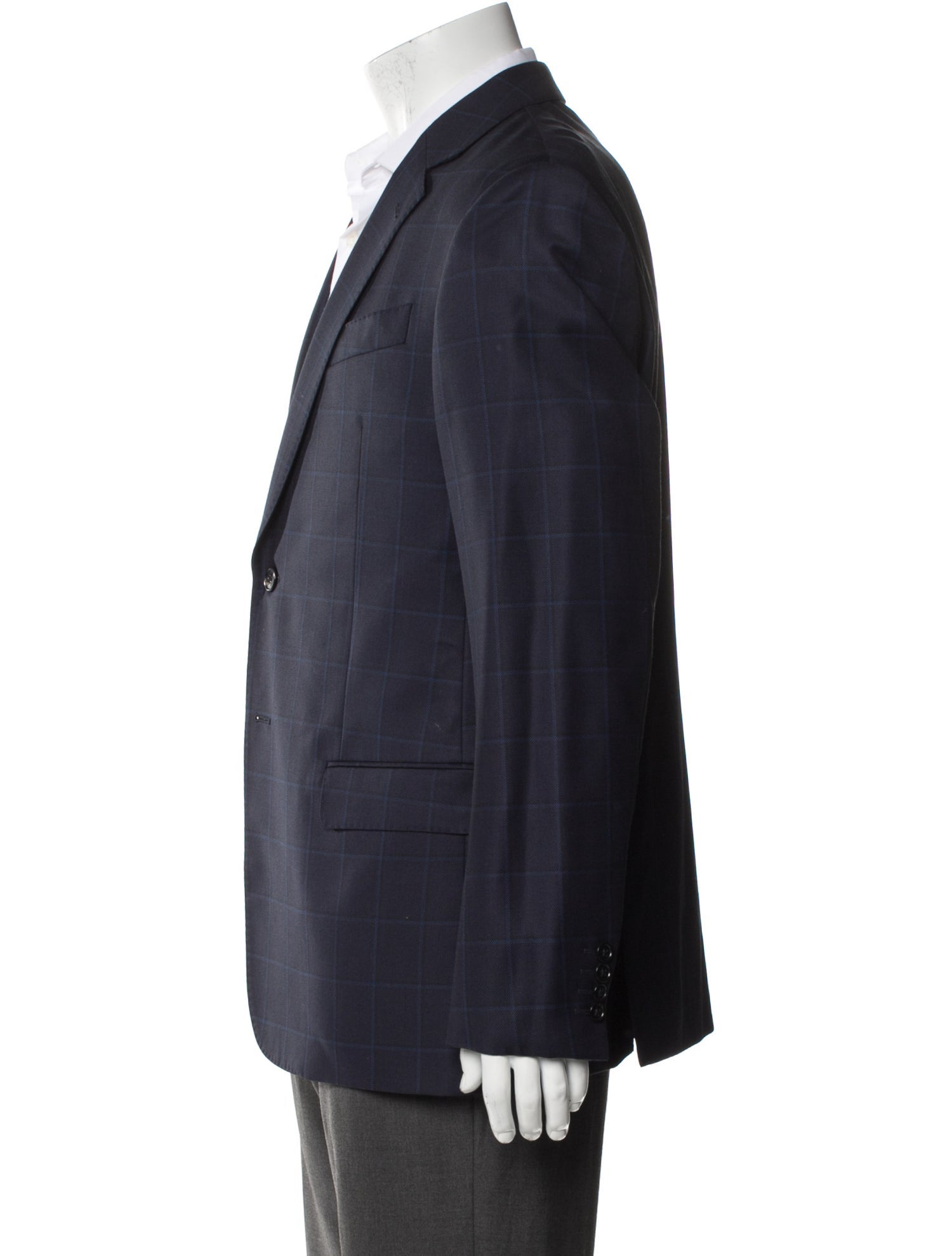 Emporio Armani Virgin Wool Plaid Print Blazer