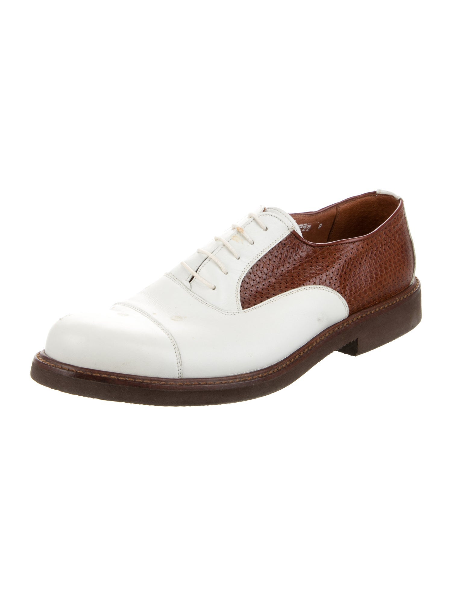 Emporio Armani Leather Colorblock Pattern Oxfords