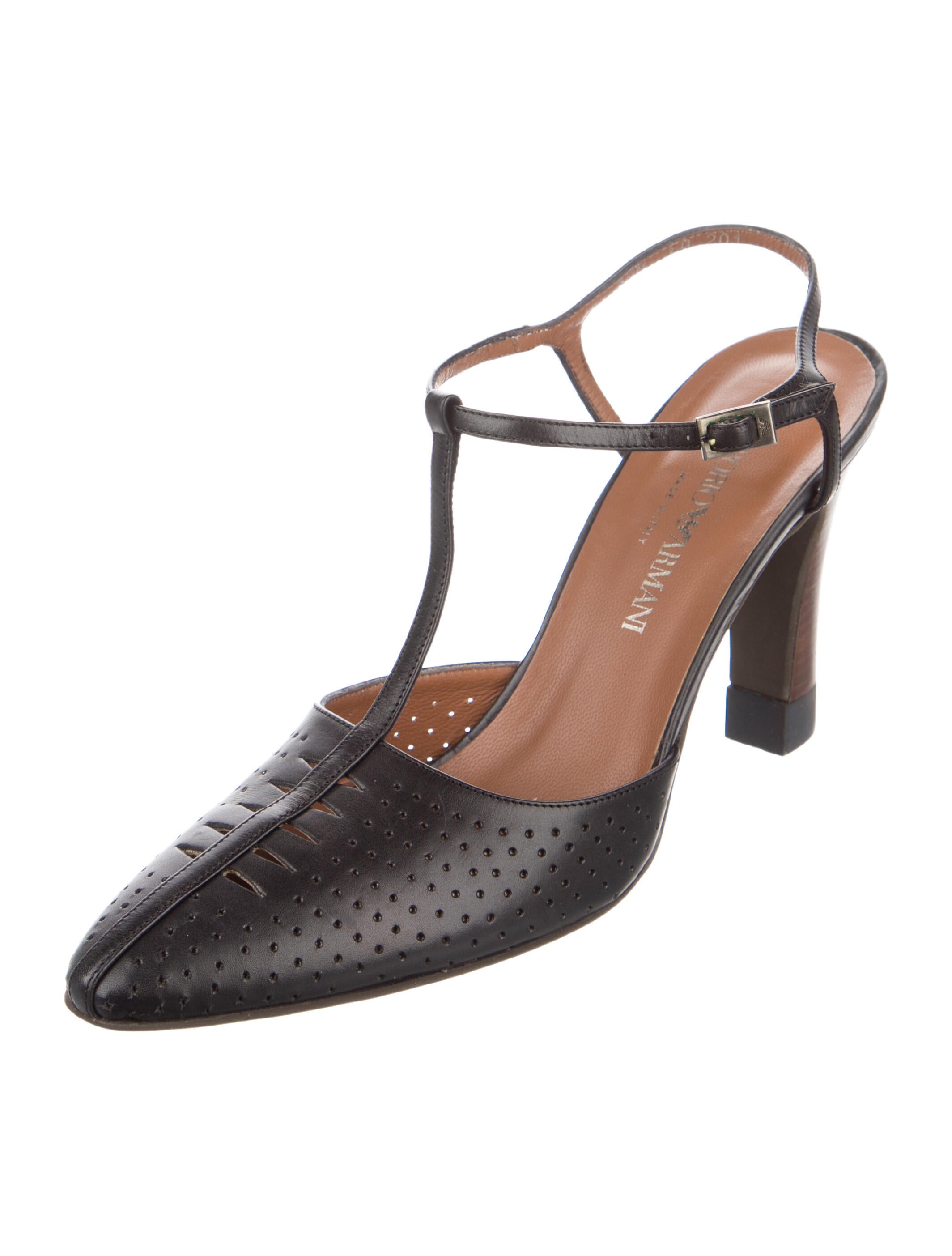 Emporio Armani Leather T-Strap Pumps