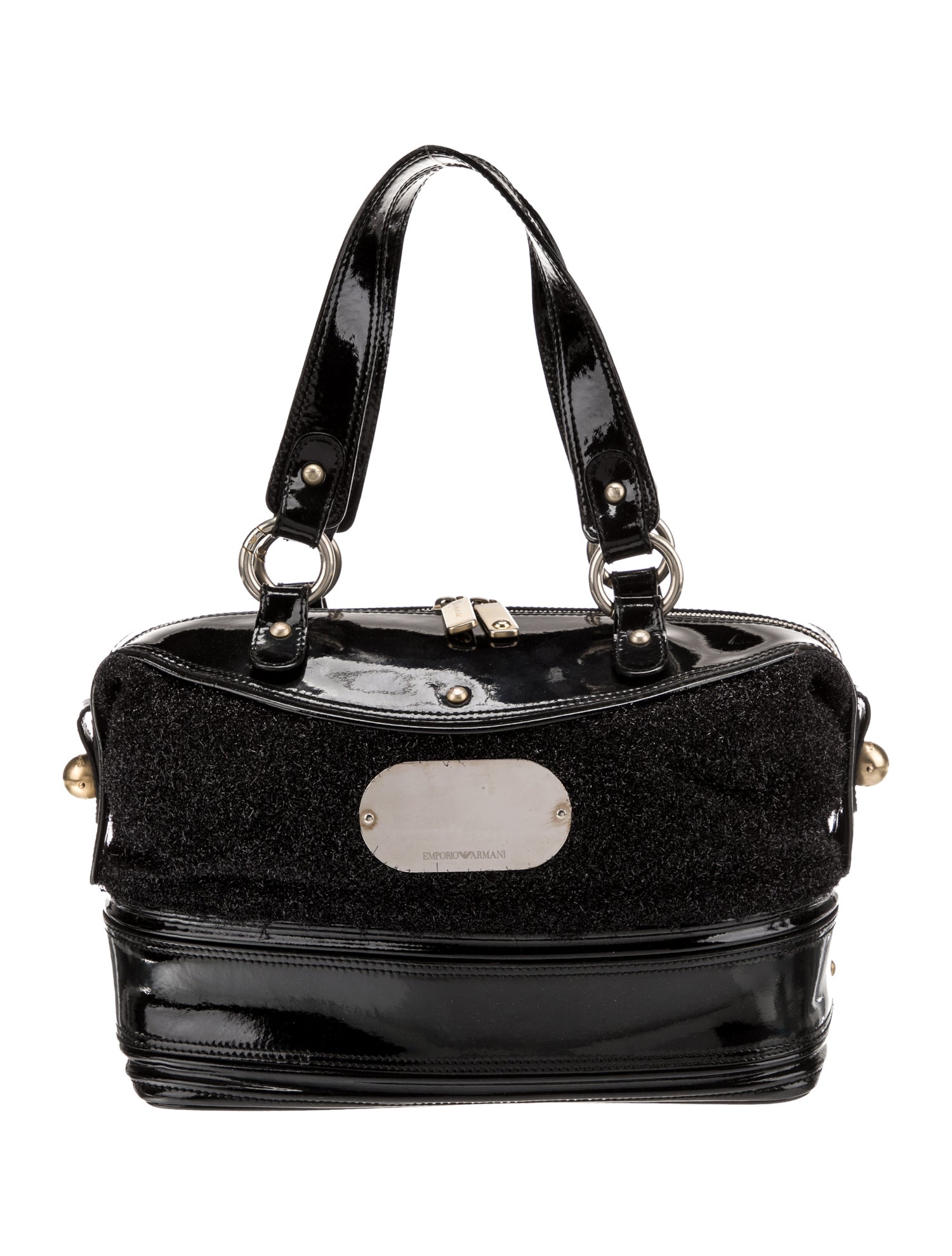 Emporio Armani Patent Leather Top Handle Bag