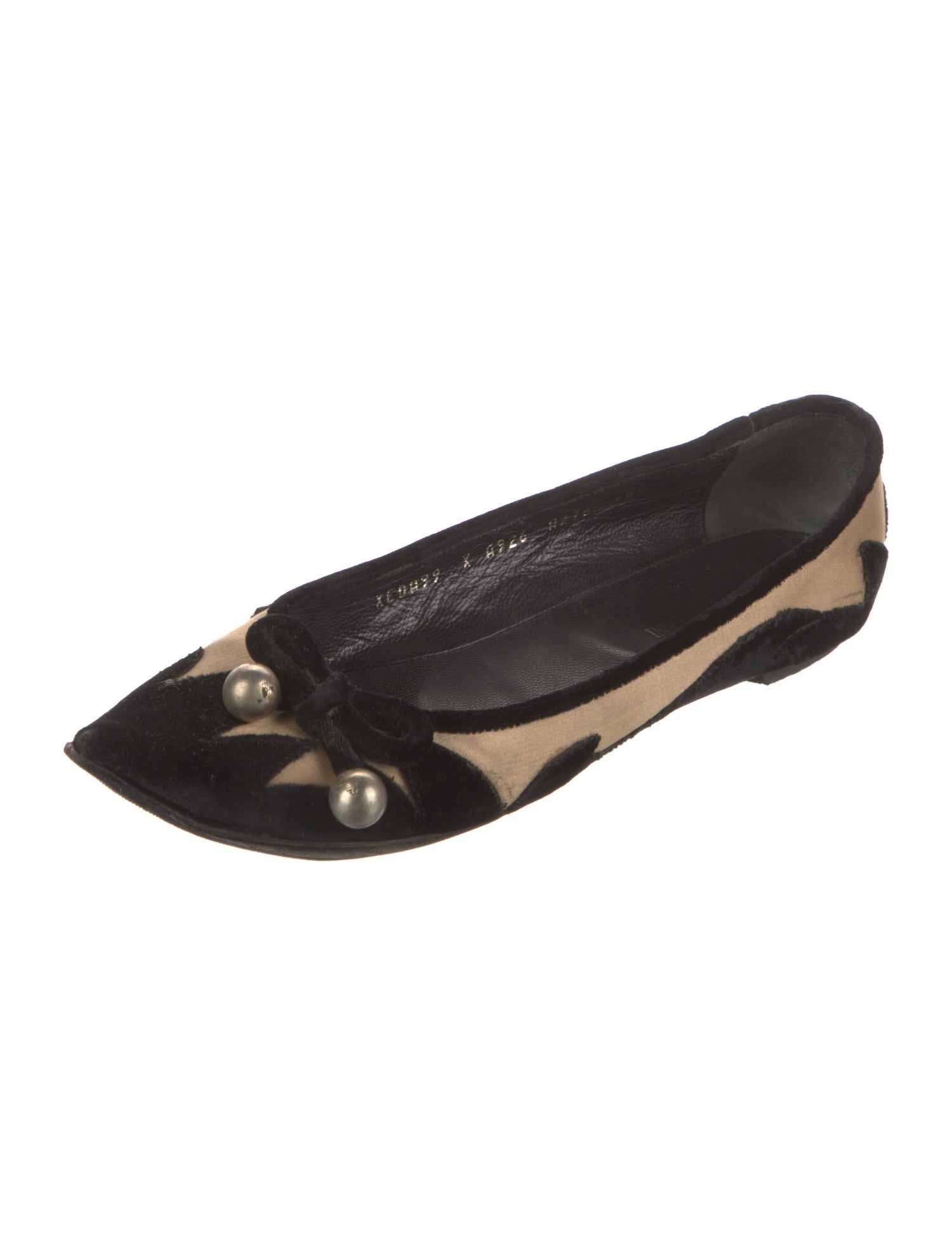 Emporio Armani Velvet Printed Ballet Flats