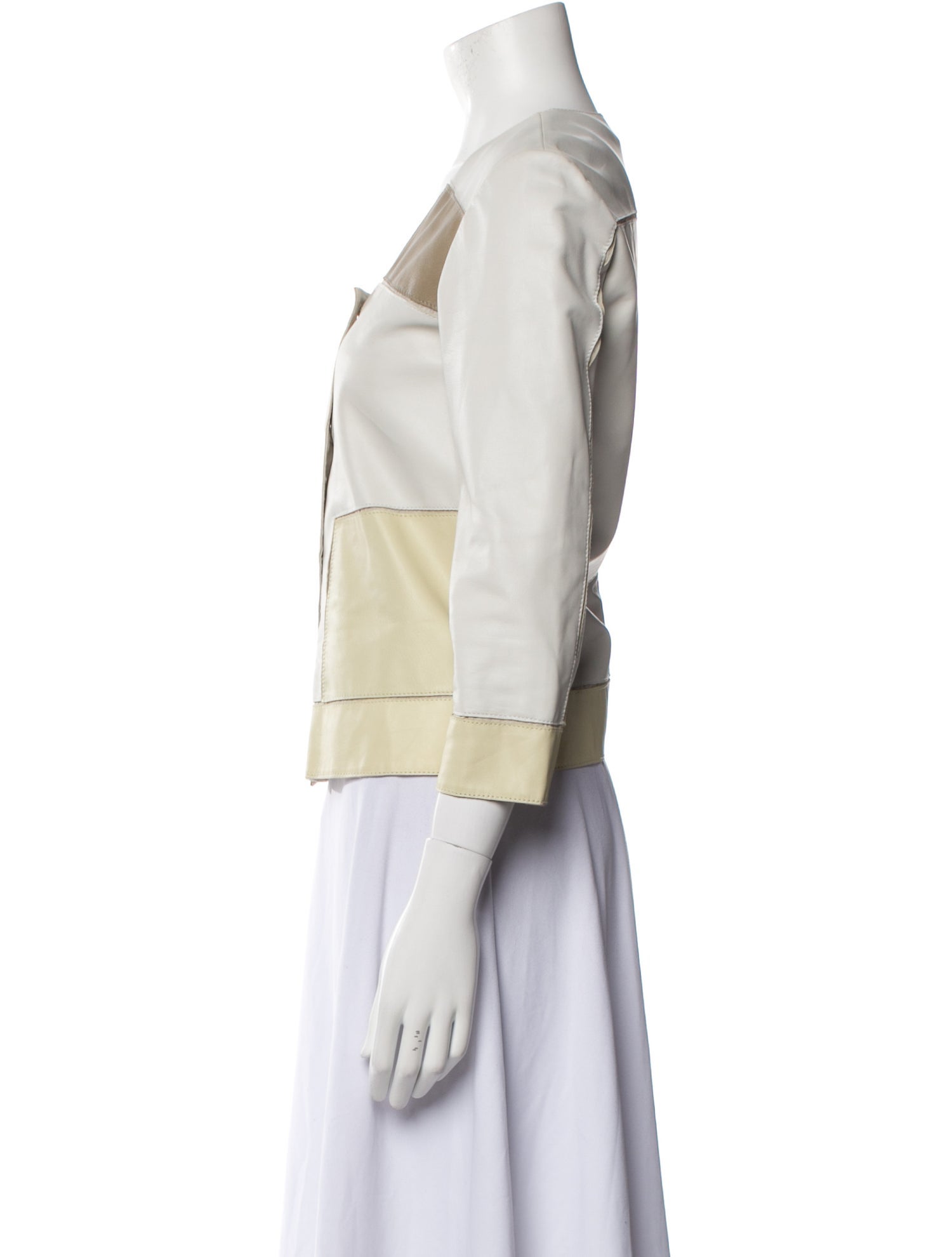 Emporio Armani Leather Colorblock Pattern Biker Jacket