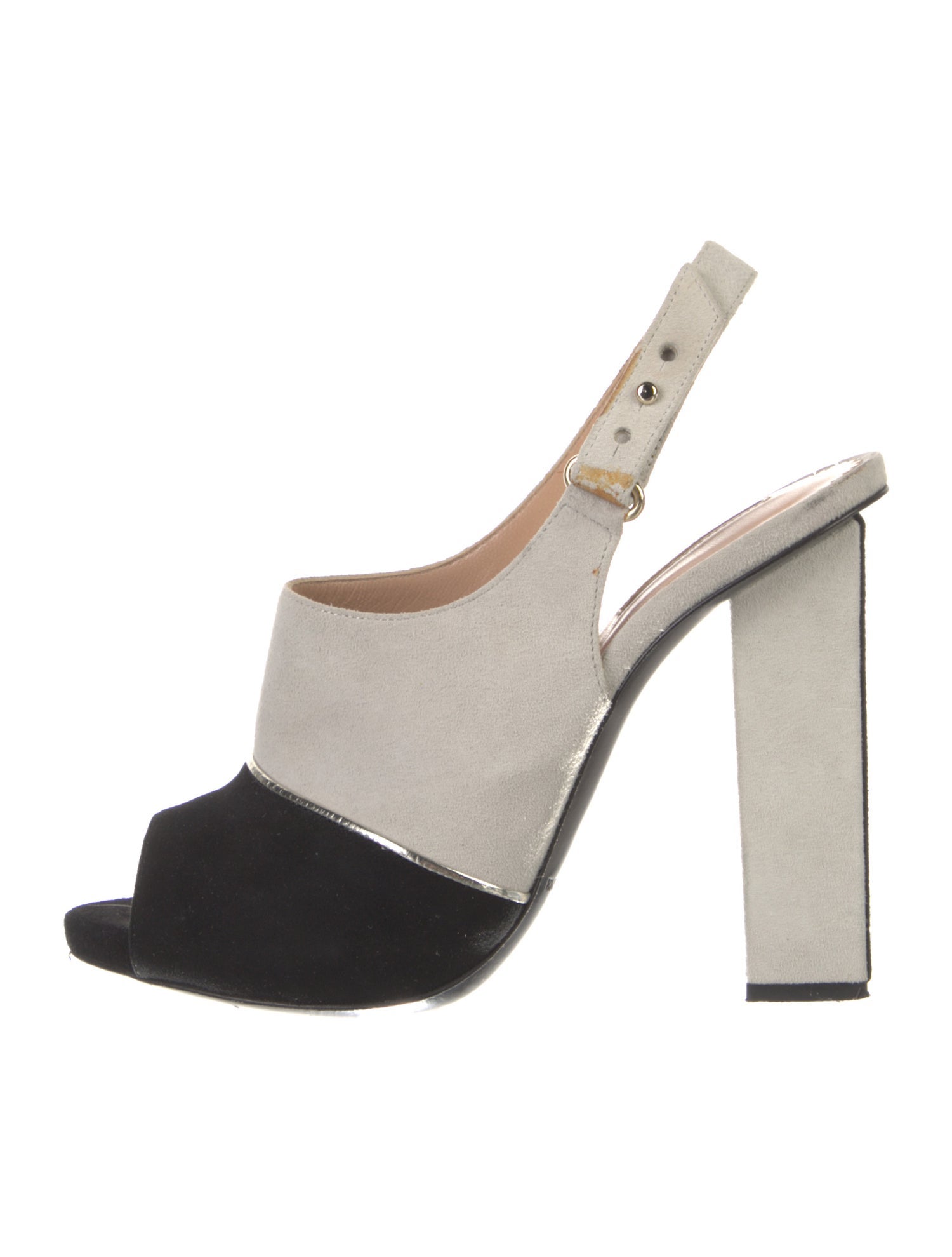 Emporio Armani Suede Colorblock Pattern Slingback Pumps
