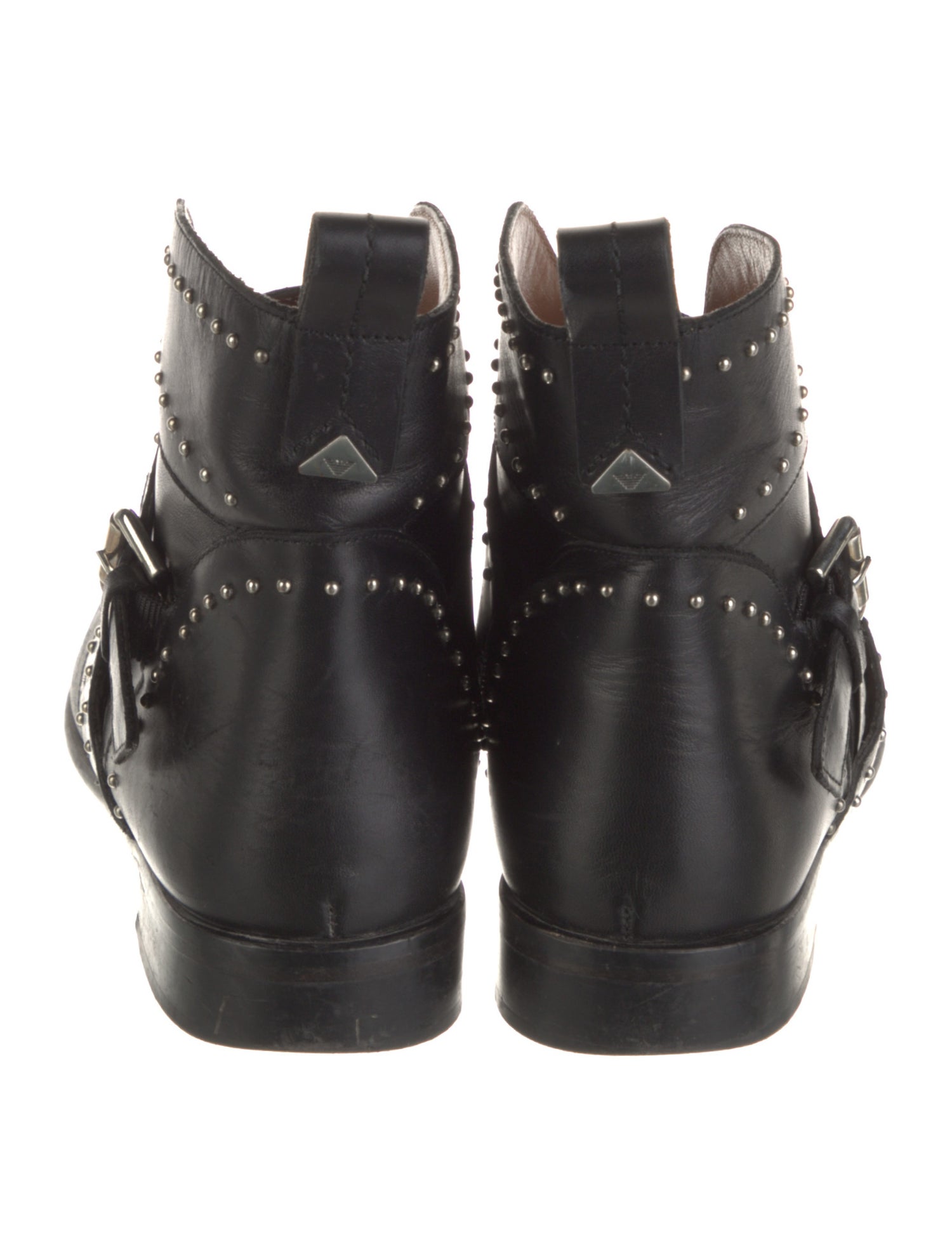 Emporio Armani Leather Studded Accents Boots