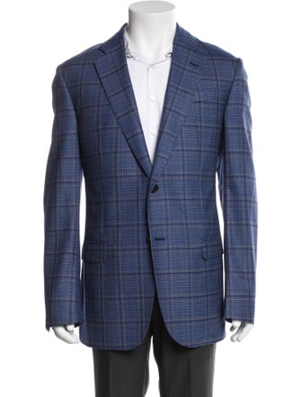 Emporio Armani Virgin Wool Plaid Print Blazer