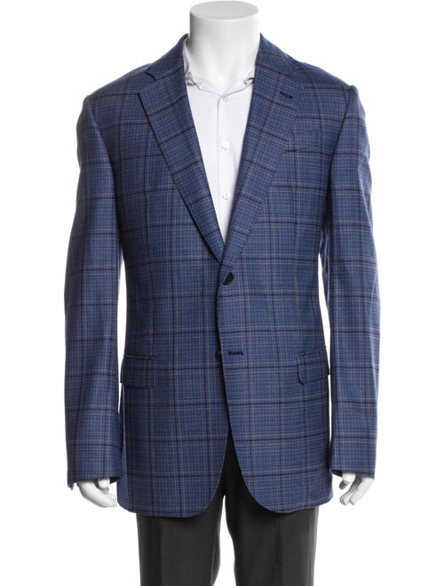 Emporio Armani Virgin Wool Plaid Print Blazer