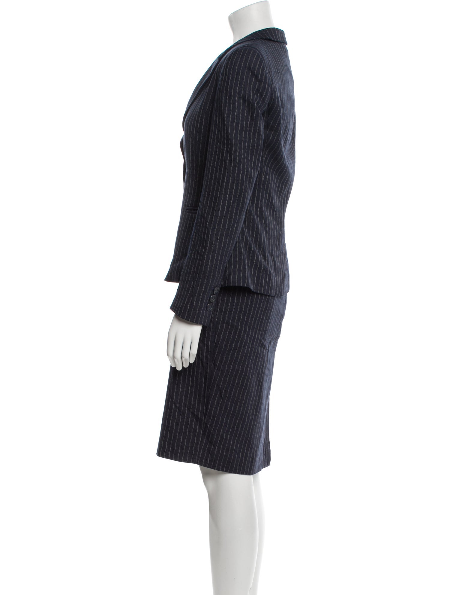 Emporio Armani Virgin Wool Striped Skirt Suit