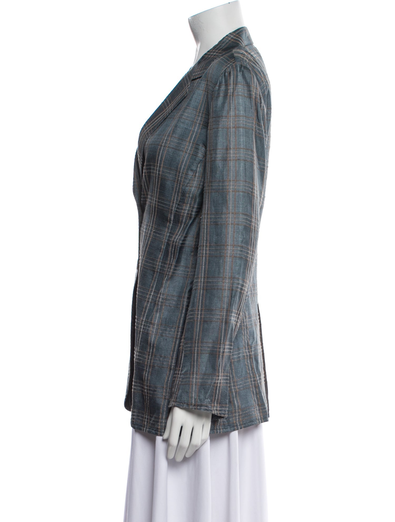 Emporio Armani Silk Plaid Print Blazer