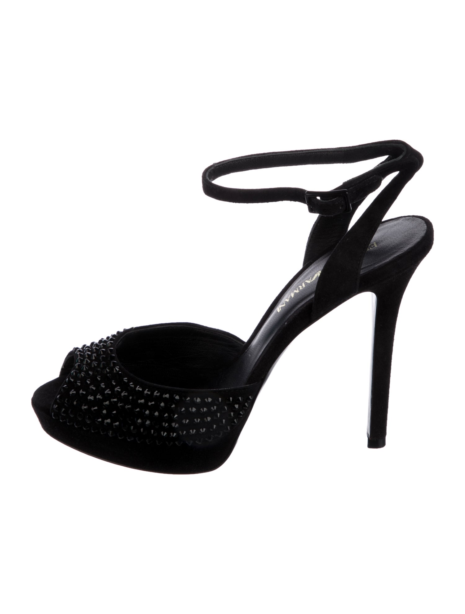 Emporio Armani Suede Studded Accents Slingback Sandals