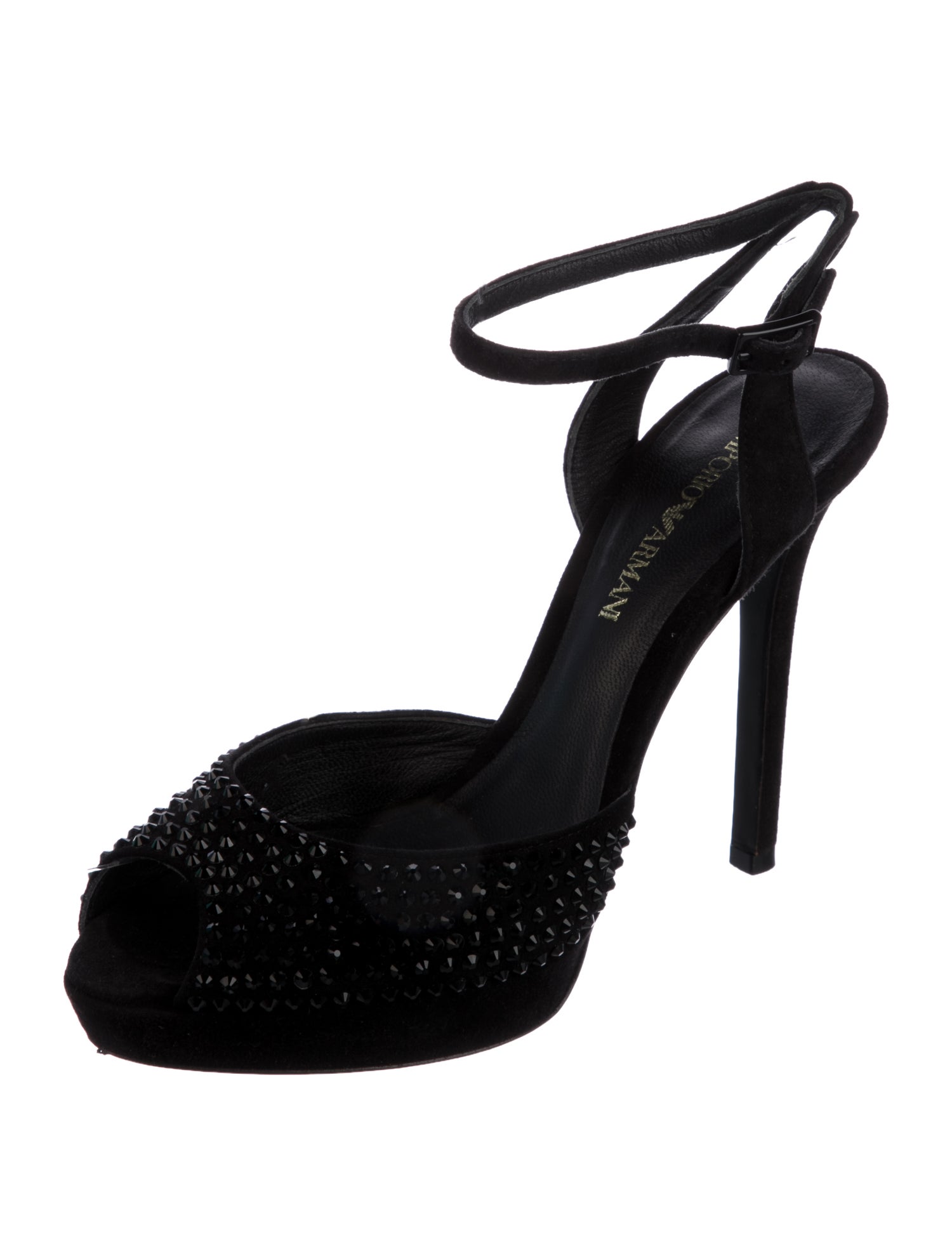 Emporio Armani Suede Studded Accents Slingback Sandals