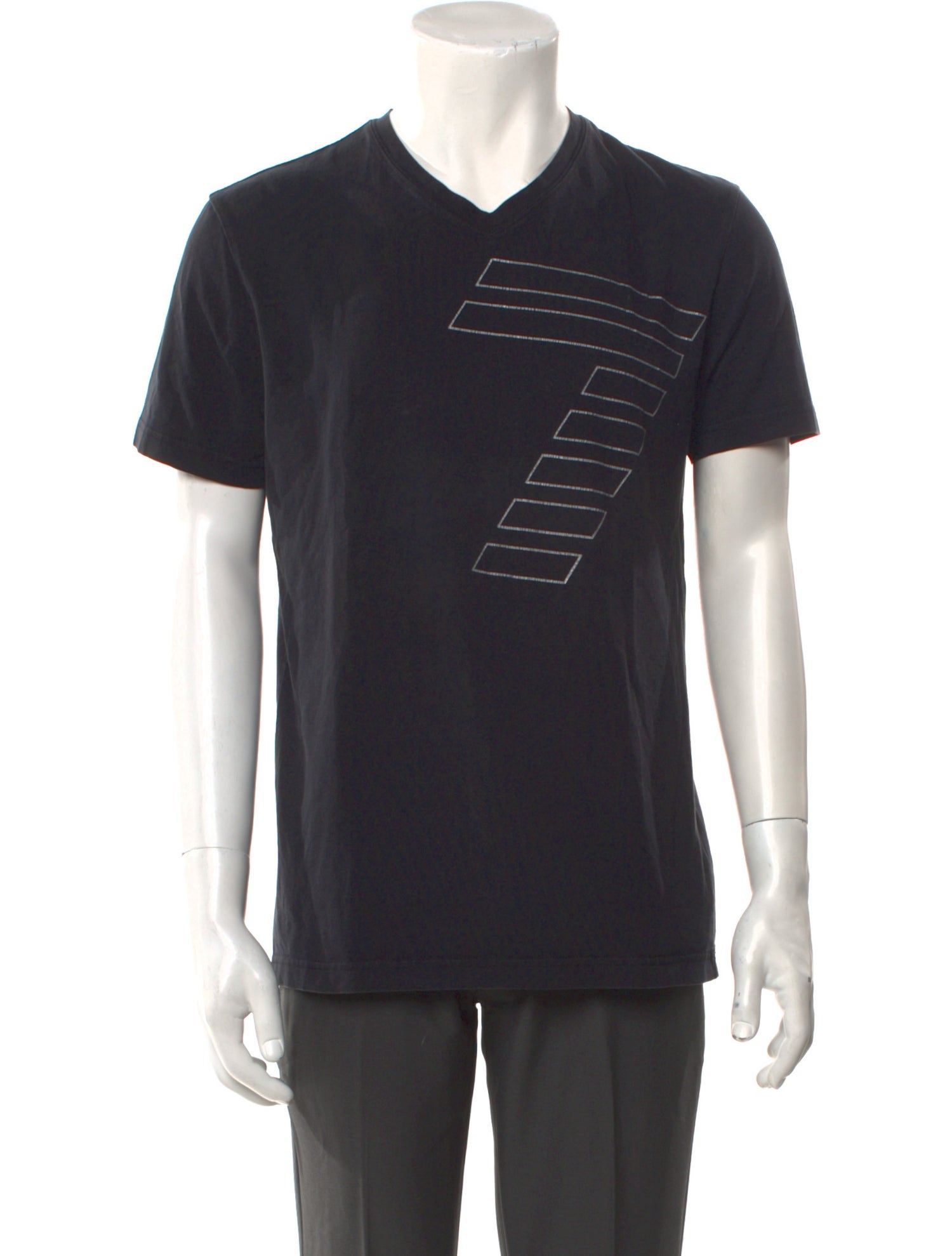 Emporio Armani Graphic Print V-Neck T-Shirt