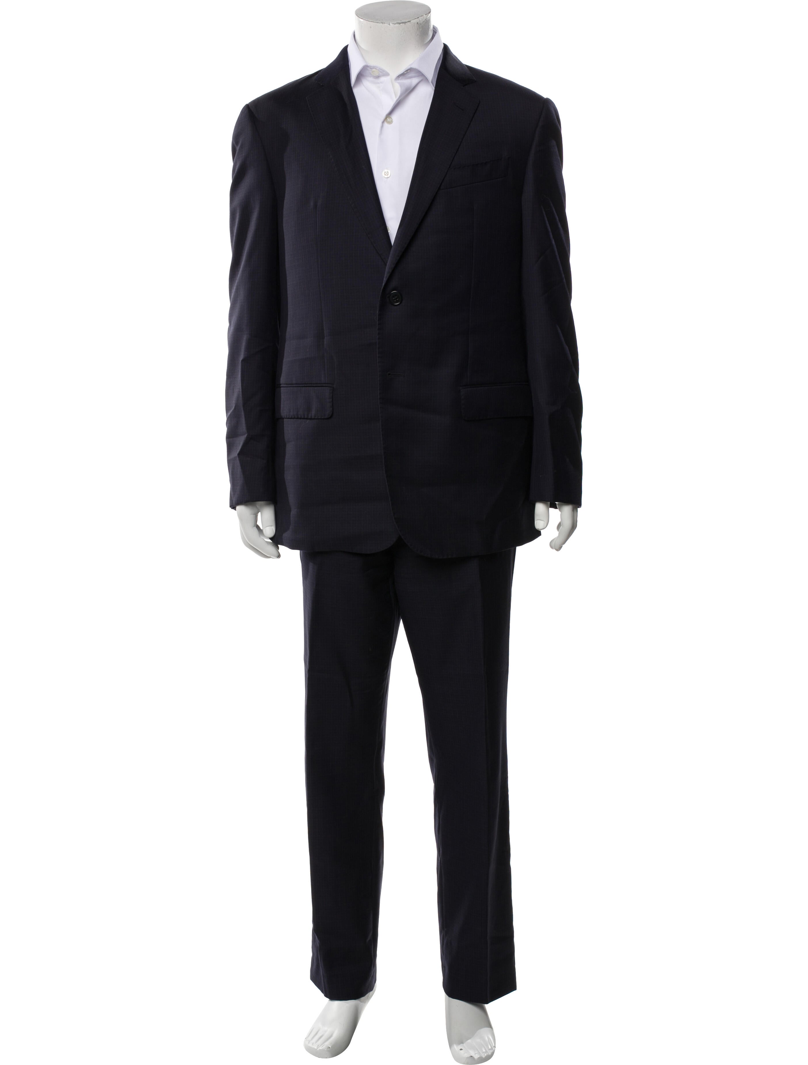 Emporio Armani Virgin Wool Plaid Print Two-Piece Suit