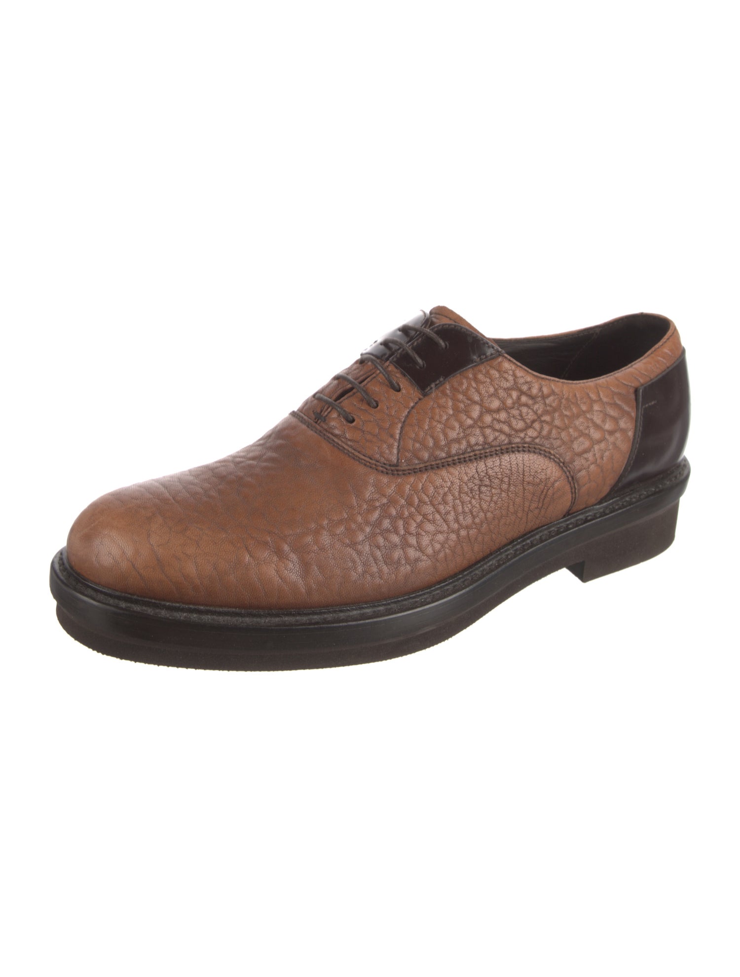 Emporio Armani Leather Colorblock Pattern Oxfords