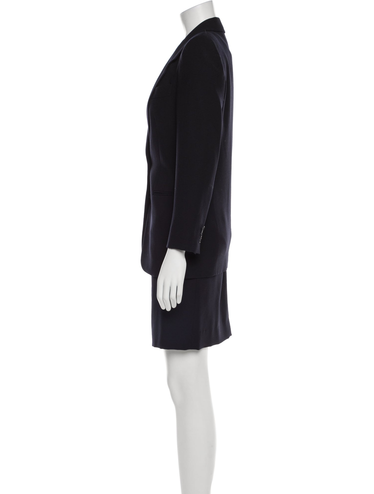 Emporio Armani Virgin Wool Pleated Accents Skirt Suit