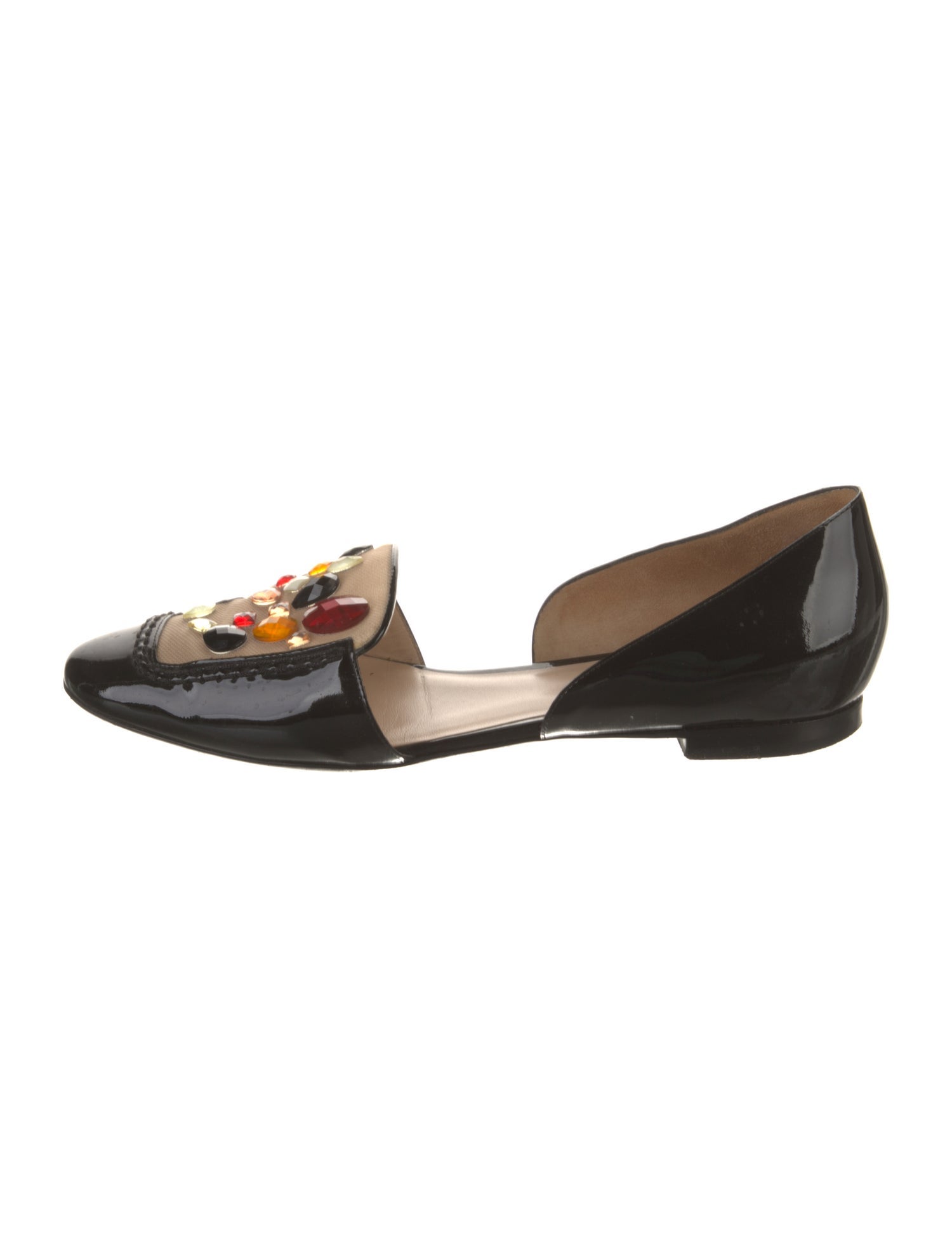 Emporio Armani Patent Leather Colorblock Pattern D'Orsay Flats