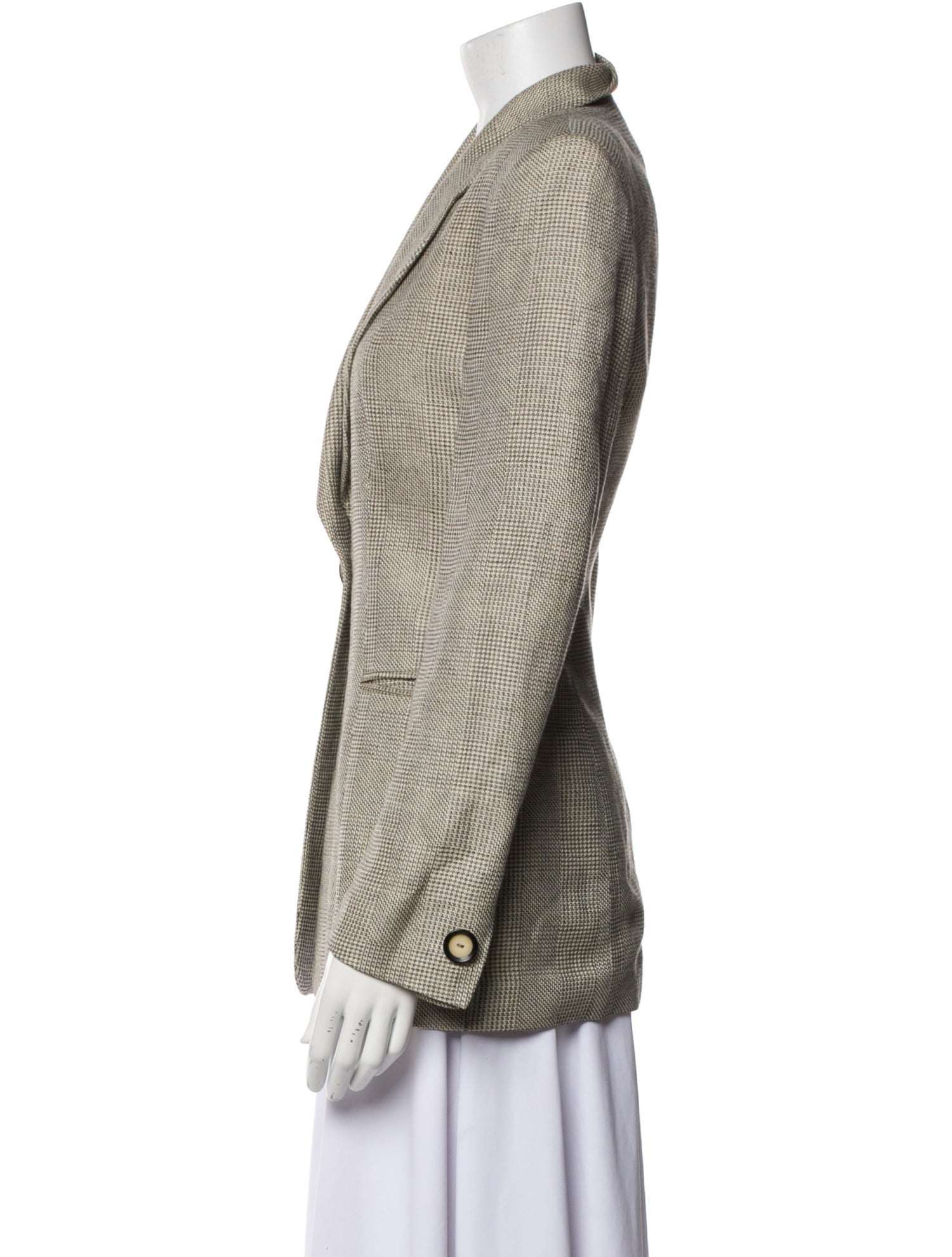 Emporio Armani Linen Plaid Print Blazer