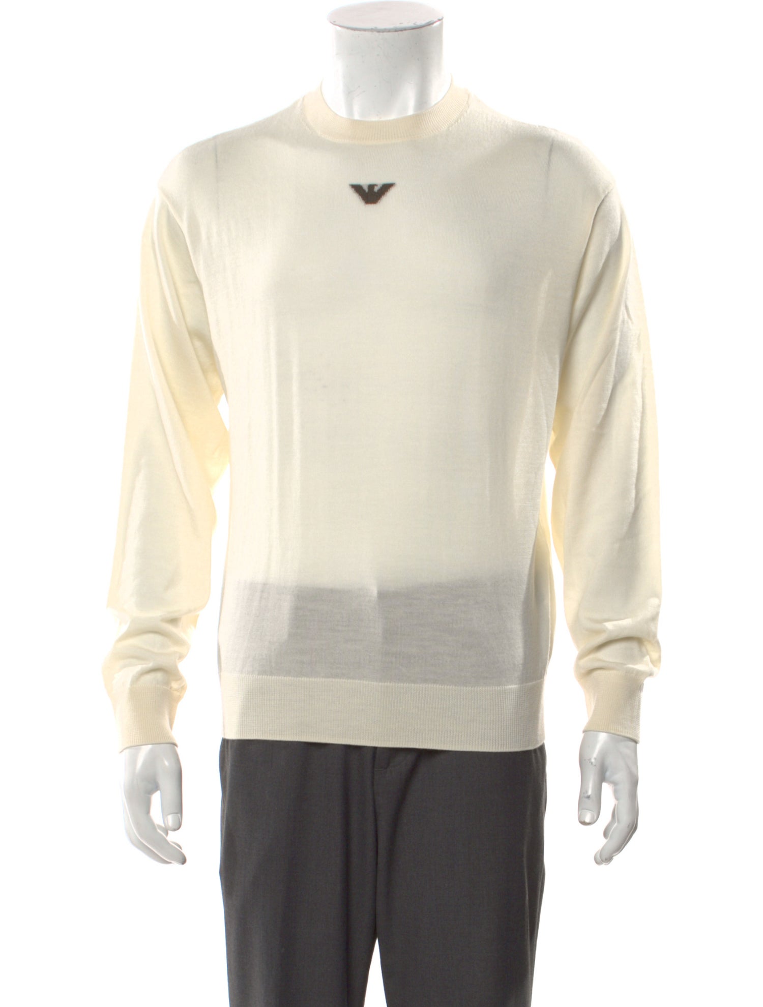 Emporio Armani Virgin Wool Crew Neck Polo Sweater