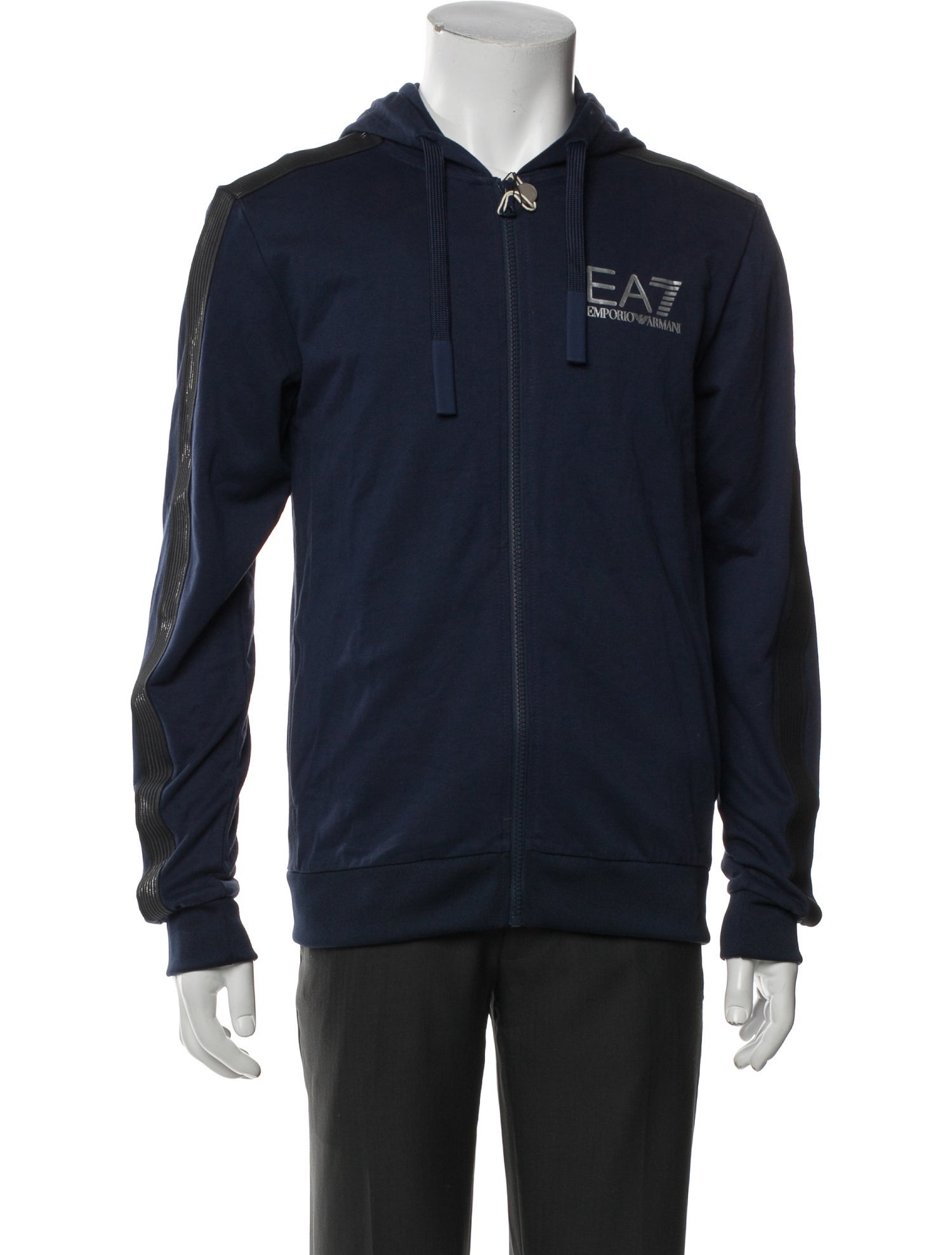 EA7 Emporio Armani Graphic Print V-Neck Hoodie w/ Tags