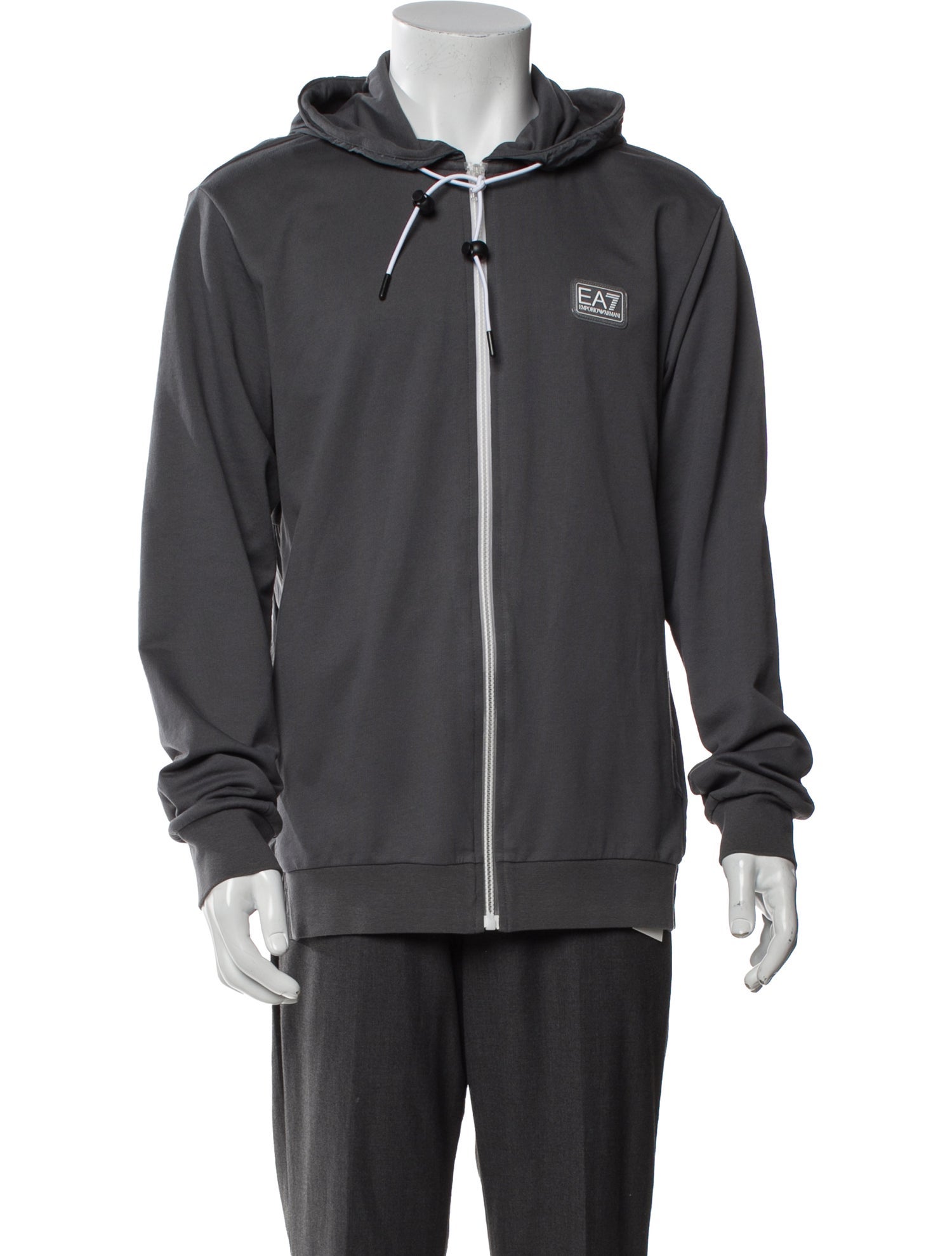 Emporio Armani Graphic Print V-Neck Hoodie