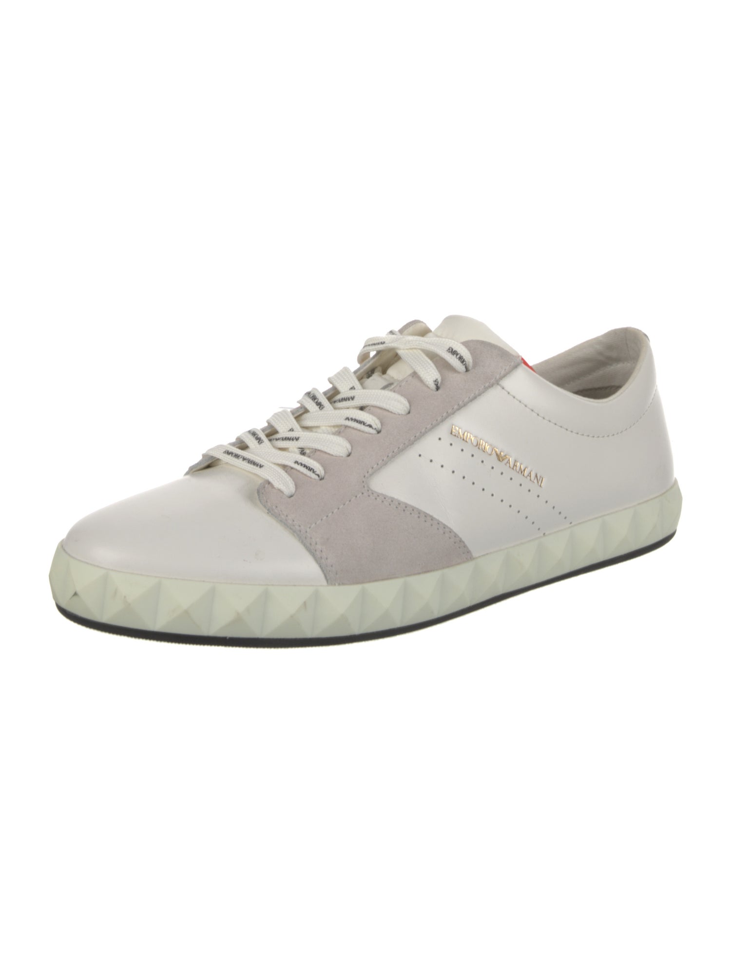 Emporio Armani Leather Colorblock Pattern Sneakers