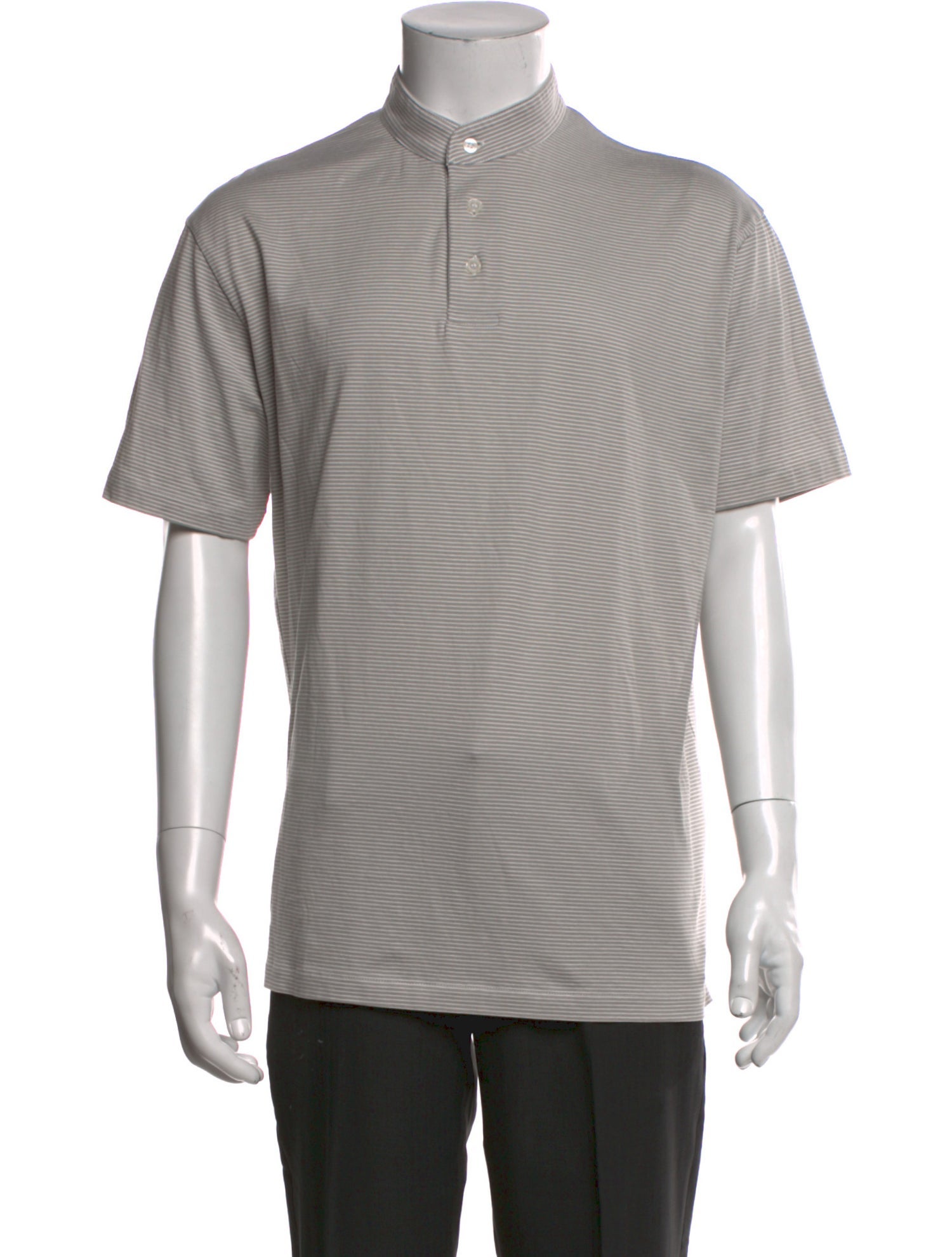 Emporio Armani Striped Mock Neck Polo Shirt