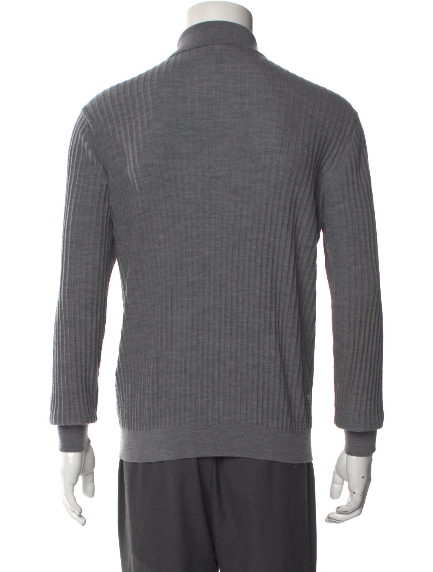 Emporio Armani Virgin Wool Collar Polo Sweater