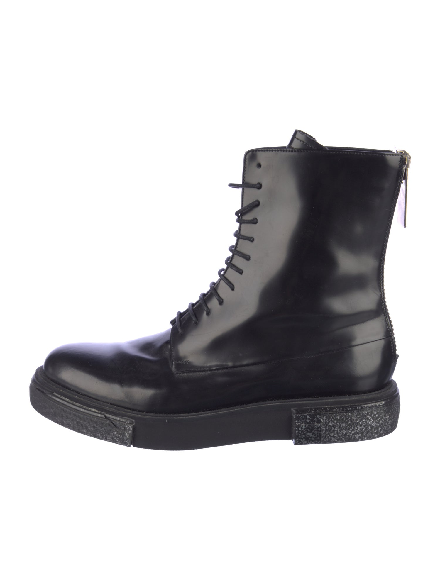 Emporio Armani Patent Leather Lace-Up Boots