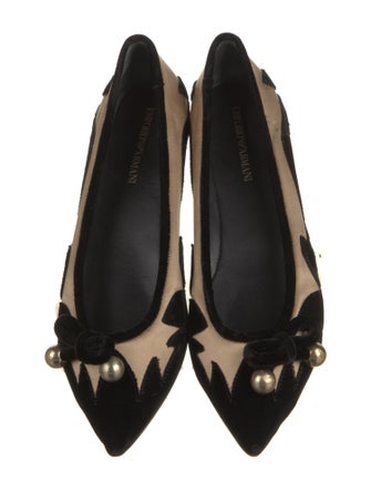 Emporio Armani Velvet Colorblock Pattern Ballet Flats