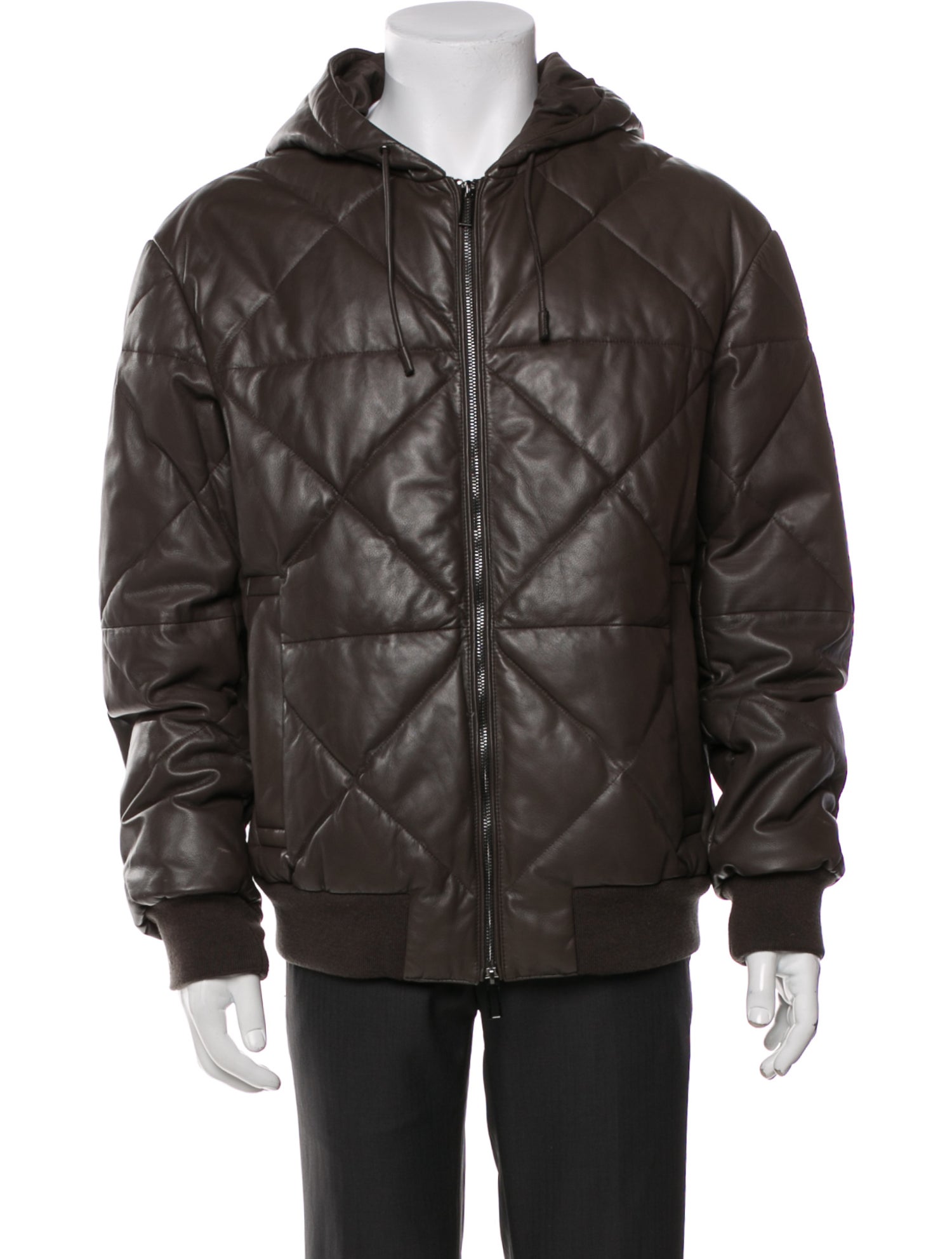 Emporio Armani Lamb Leather Puffer Coat