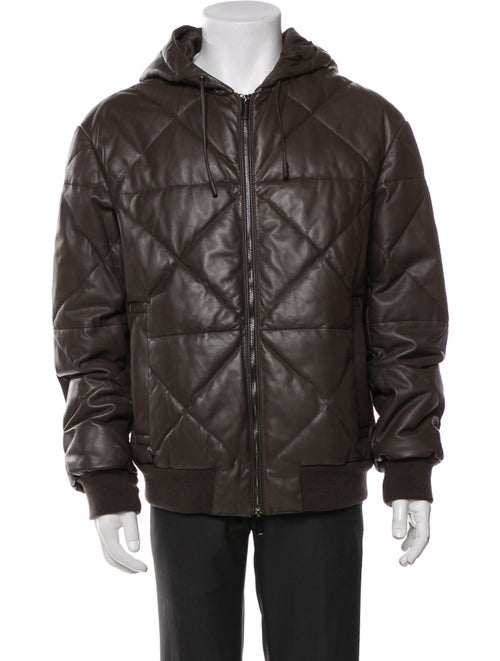 Emporio Armani Lamb Leather Puffer Coat