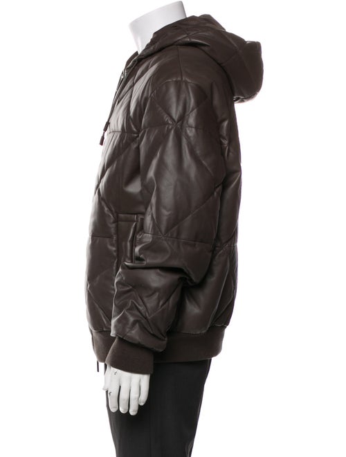 Emporio Armani Lamb Leather Puffer Coat