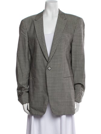 Emporio Armani Virgin Wool Plaid Print Blazer
