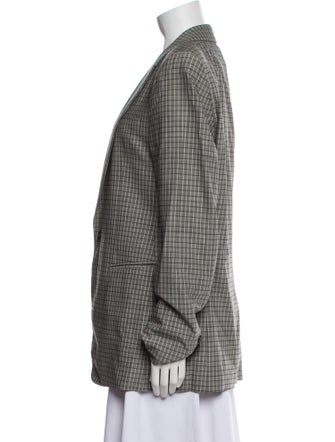 Emporio Armani Virgin Wool Plaid Print Blazer
