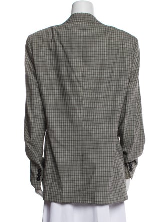 Emporio Armani Virgin Wool Plaid Print Blazer
