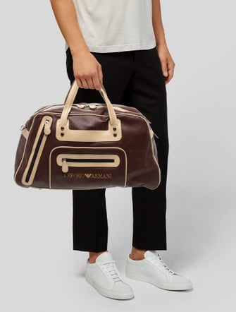Emporio Armani Leather Weekender Bag