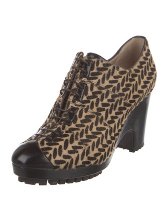 Emporio Armani Calf Hair Animal Print Lace-Up Boots