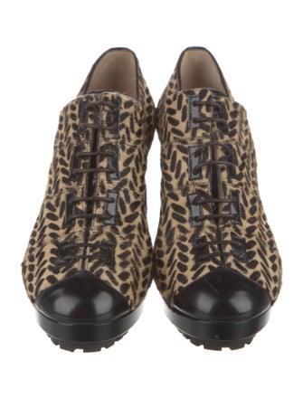 Emporio Armani Calf Hair Animal Print Lace-Up Boots