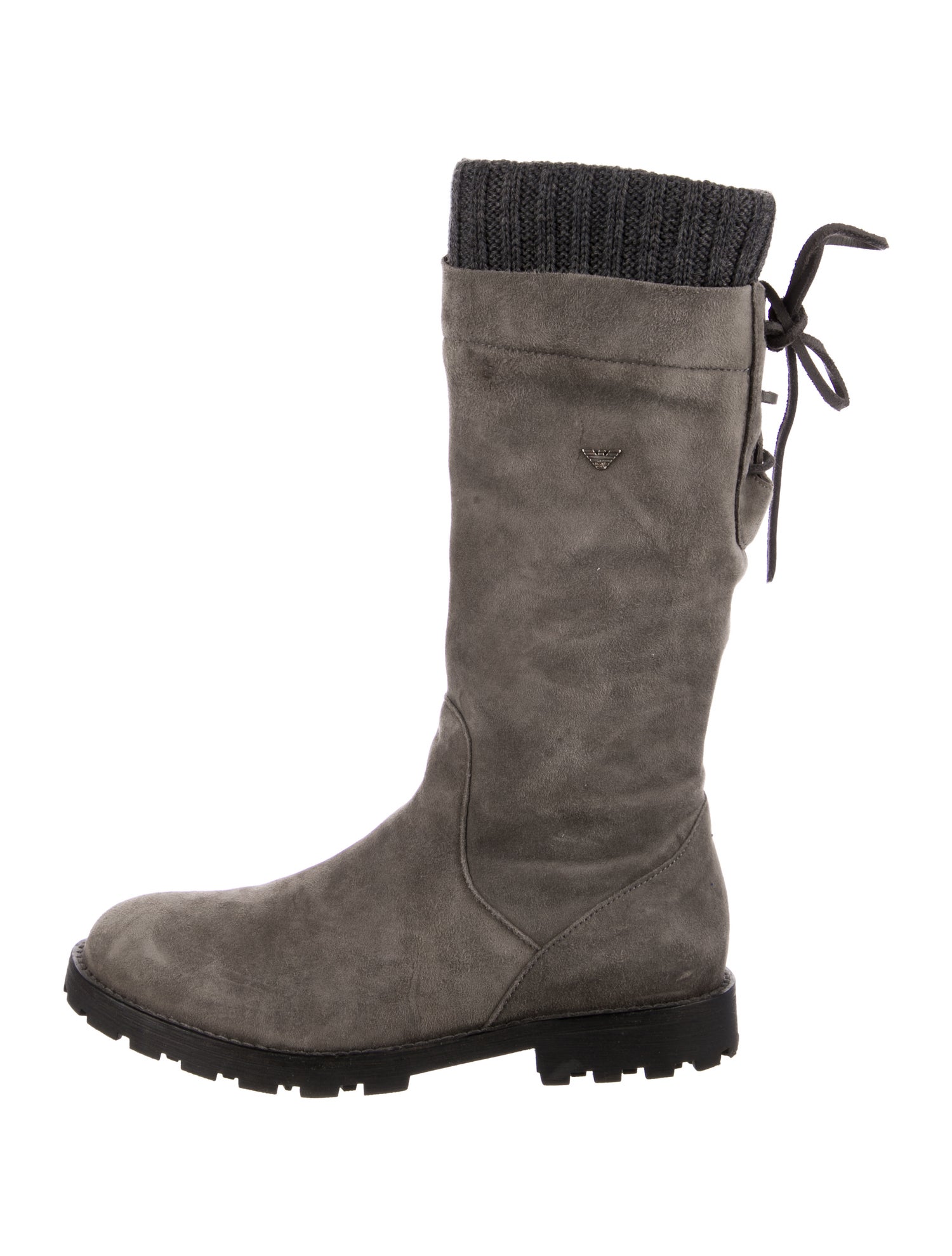 Emporio Armani Suede Patterned Moto Boots