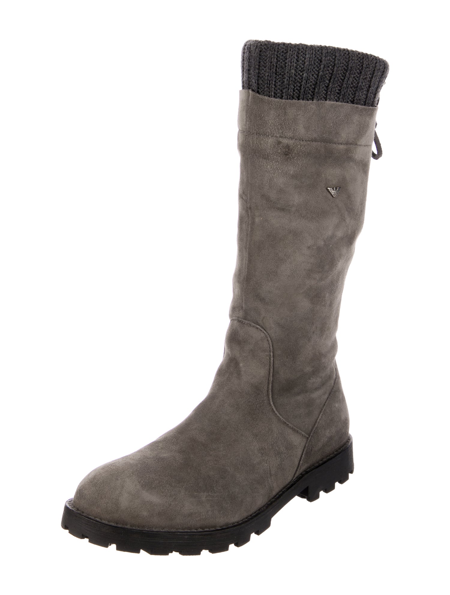 Emporio Armani Suede Patterned Moto Boots