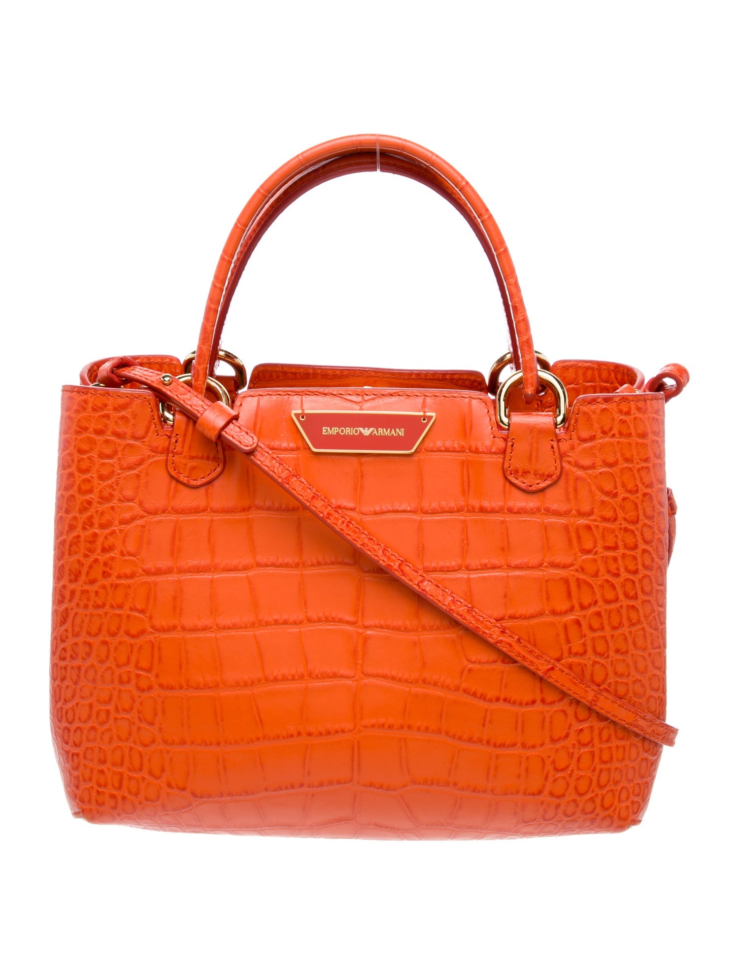 Emporio Armani Embossed Leather Top Handle Bag